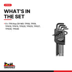 Teng Tools 1498TPX Folding TPX Key Set CR-MO 9 Pieces, what's in the set