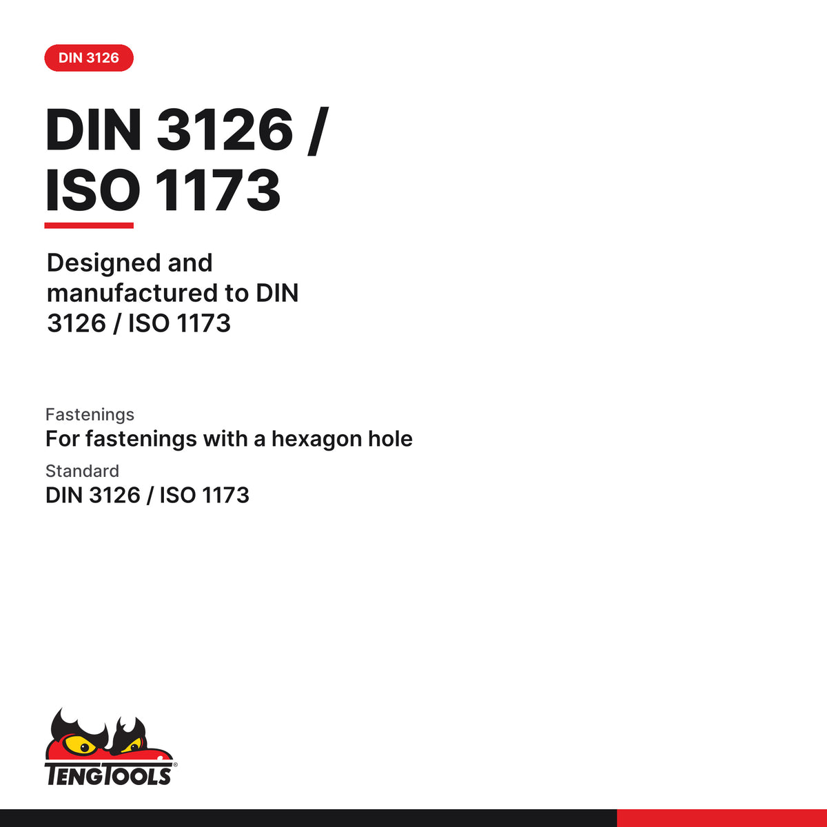 Teng Tools 210705 5-19 mm Hex Bit, designed and manufactured to DIN 3126 / ISO 1173