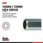 Teng Tools 210705 5-19 mm Hex Bit, 10mm/12mm hexagon drive for use with appropriate bit holders
