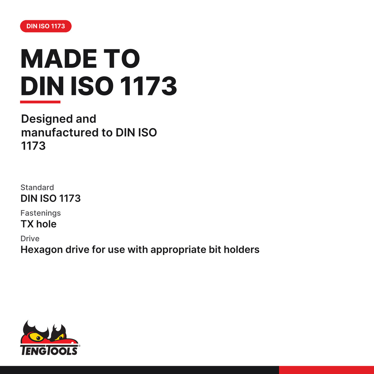 Teng Tools 220745 45 mm Torx Bit, designed and manufactured to DIN ISO 1173