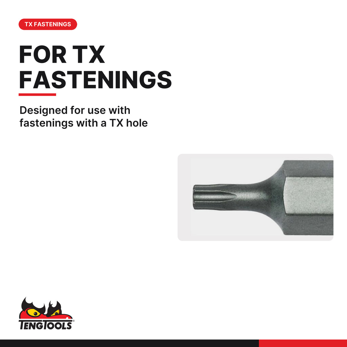 Teng Tools 220750 50 mm Torx Bit, designed for use with fastenings with a TX hole