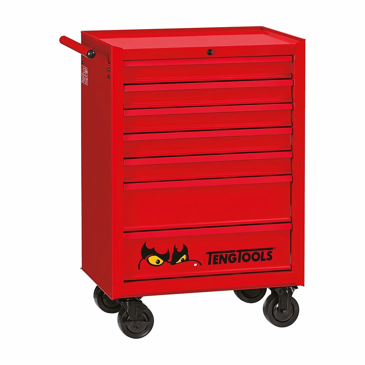 Teng Tools TCW707K 27″ Classic Roller Cabinet 7 Drawers Red on a white background