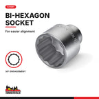 Teng Tools 3/4 inch drive 12-point SAE socket, close-up of the bi-hexagon socket end