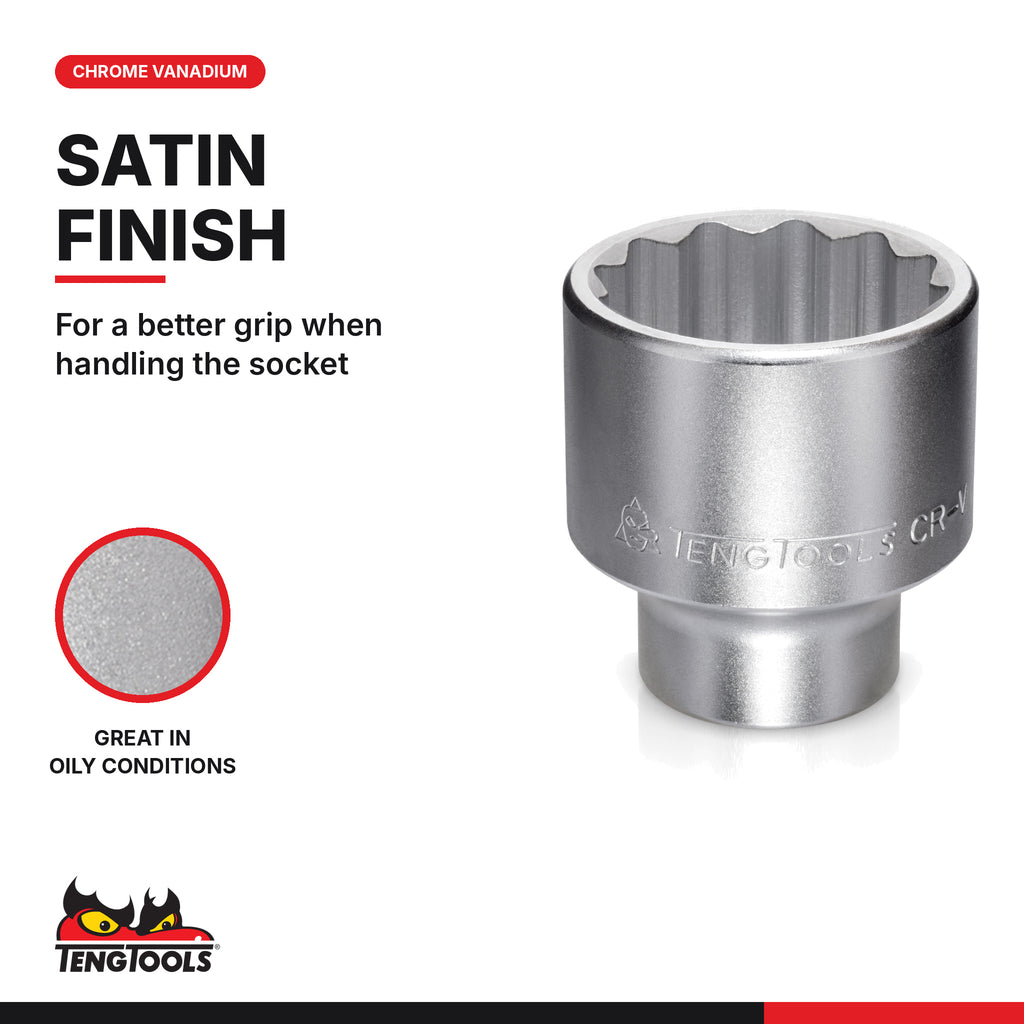 Teng Tools 3/4 inch drive 12-point SAE socket with a satin finish and stamped CR-V chrome vanadium marking