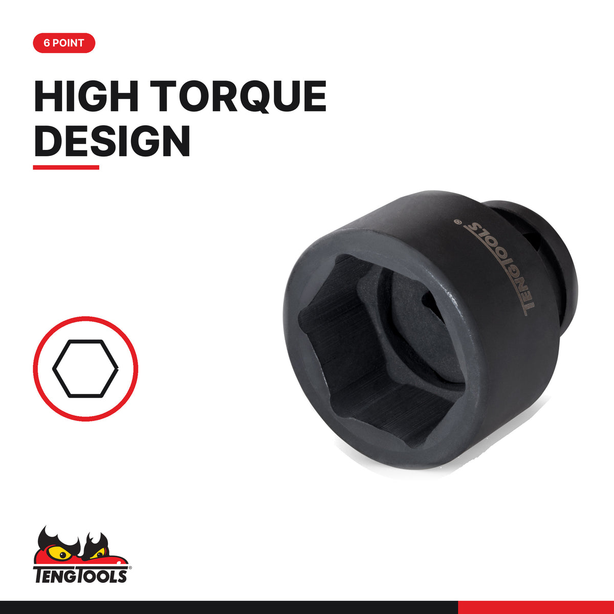 Teng Tools 3/4 inch drive 6-point metric DIN impact socket, 6-point high torque design
