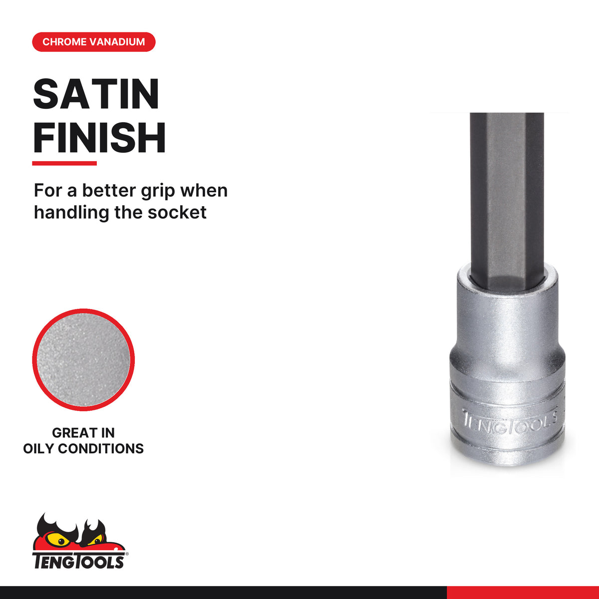 Teng Tools 3/4 inch drive metric hex bit socket with a satin finish, chrome vanadium