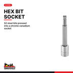 Teng Tools 3/8 inch drive metric ball point long hex bit socket with an S2 steel bit pressed in