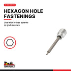 Teng Tools 3/8 inch drive metric long hex bit socket for in-hex screws and grub screws