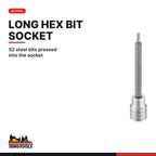 Teng Tools 3/8 inch drive metric long hex bit socket with an S2 steel bit pressed in