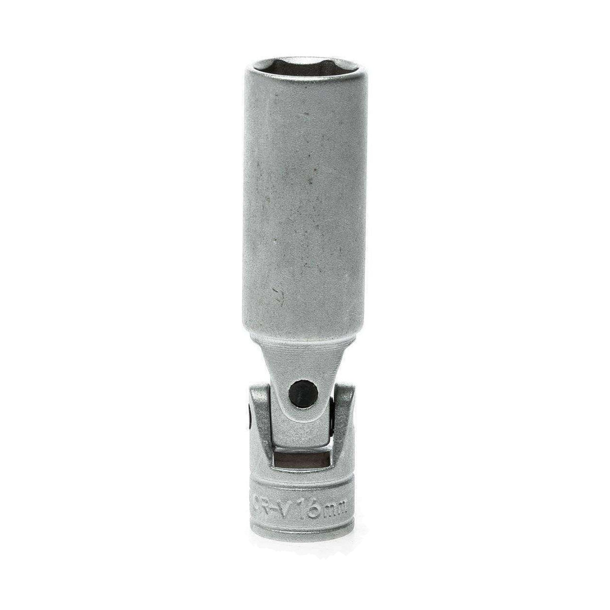 Teng Tools 3/8 inch drive flexible spark plug socket, 16 and 21 mm on a white background