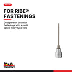 Teng Tools 3/8 inch drive long Ribe bit socket, sizes 04 to 10, designed for multi spline Ribe type holes