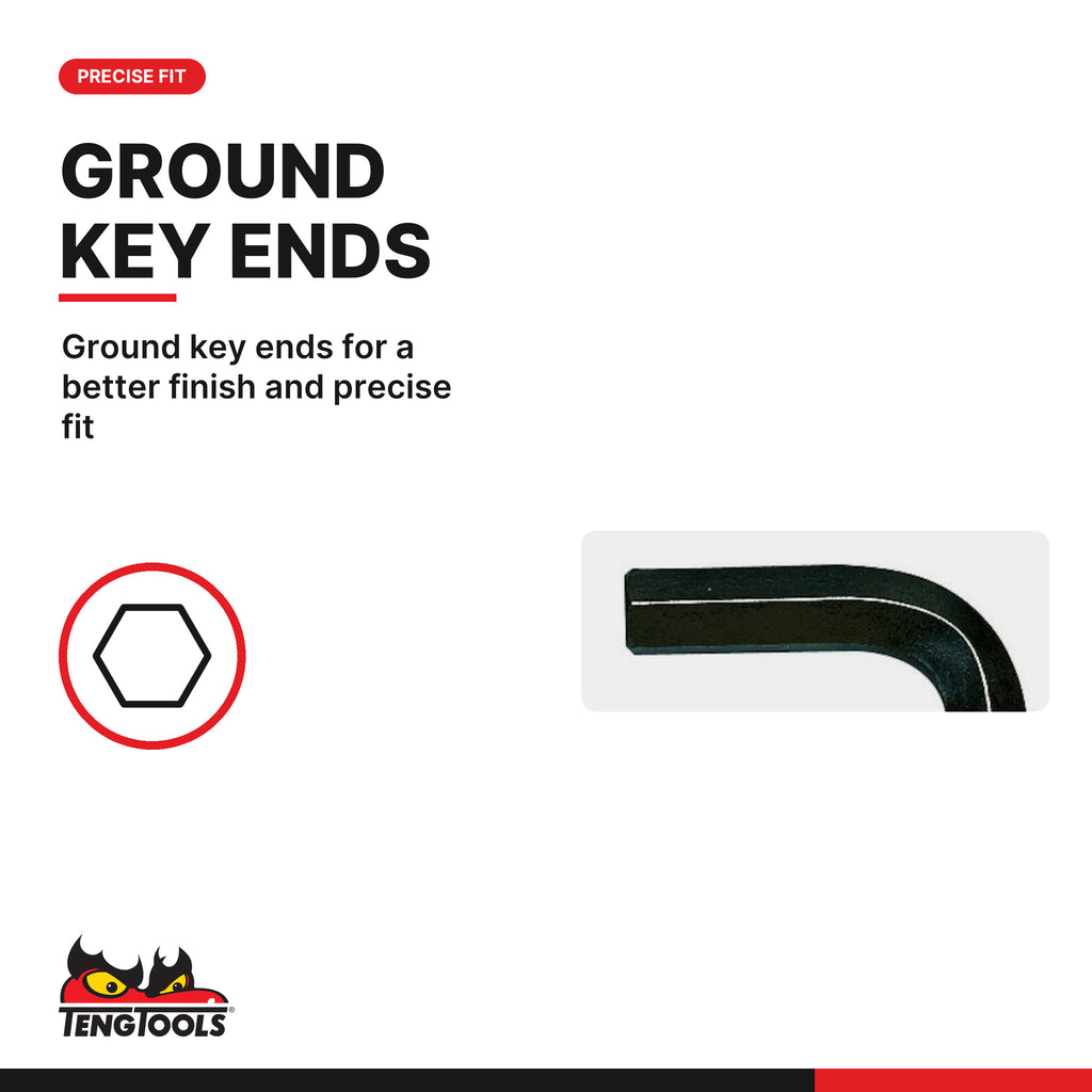 Teng Tools 310112 Individual SAE Hex Key Allen Wrench, ground key ends for a better finish and precise fit