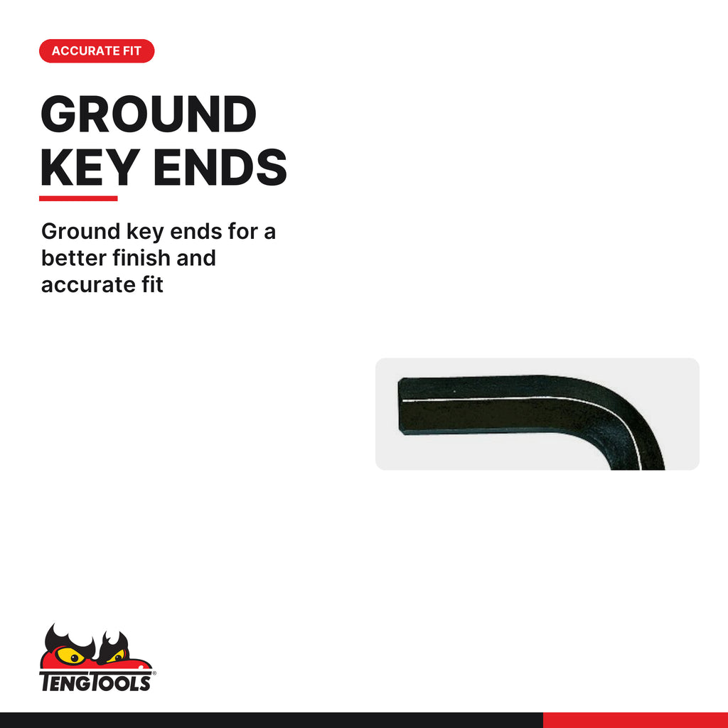Teng Tools 3105015 1.5 mm Metric Chrome Vanadium Hex Key Allen Wrench, ground key ends for a better finish and accurate fit