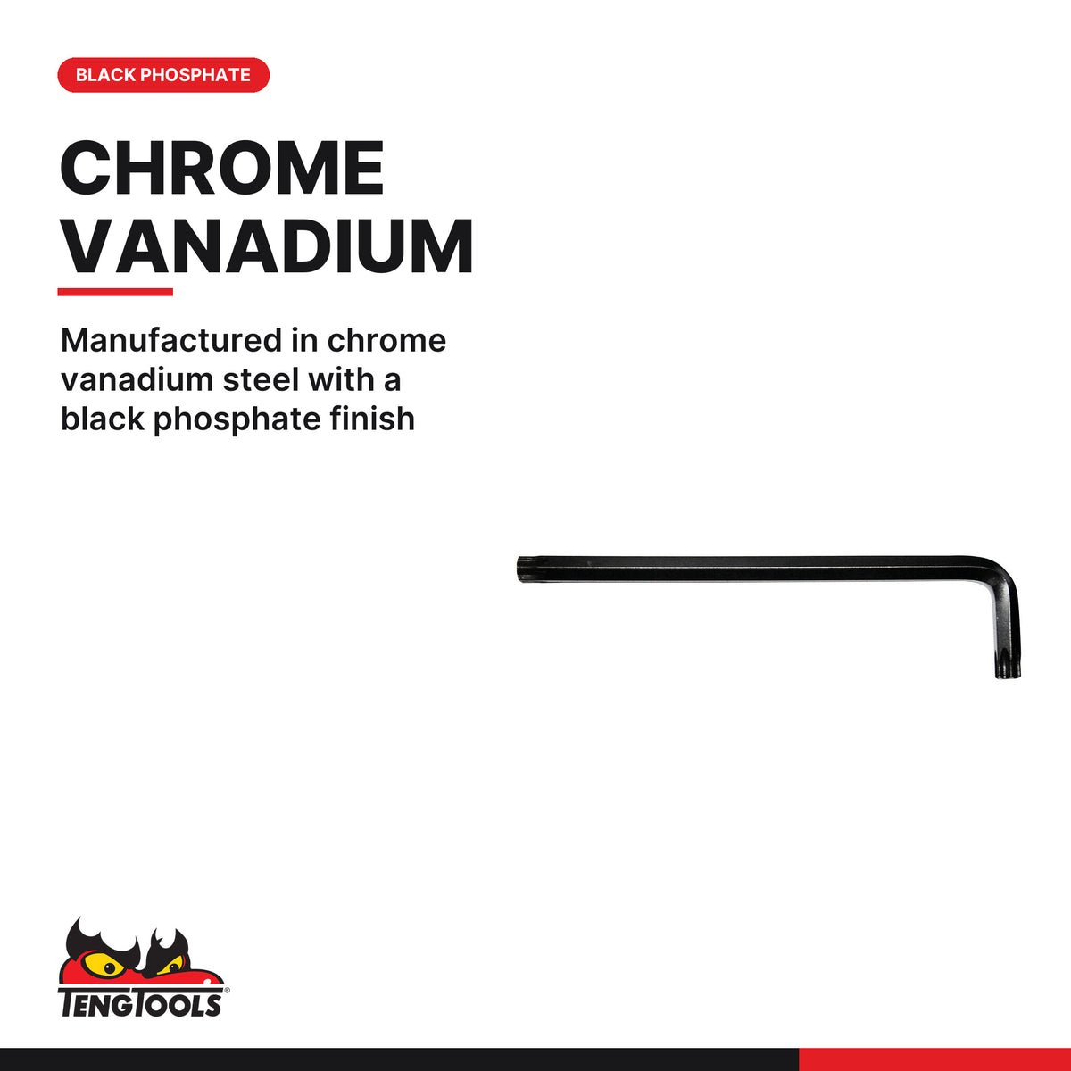 Teng Tools 320040 Individual Chrome Vanadium Star Key Torx L-Wrench, manufactured in chrome vanadium steel with a black