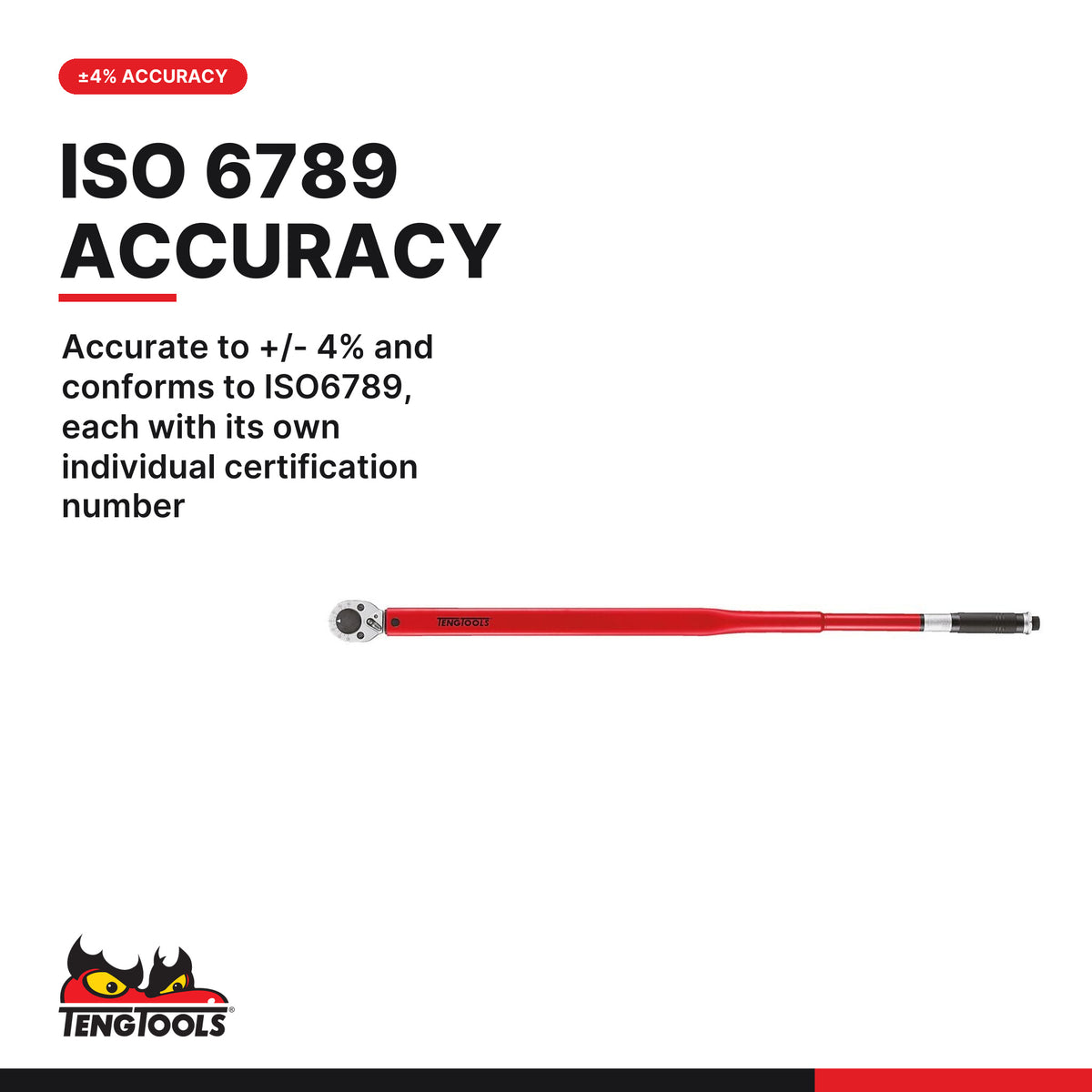 Teng Tools 3492UAG-E2 3/4 Inch Drive Torque Wrench 100 - 700 ft-lb, accurate to +/- 4% and conforms to ISO6789, each with