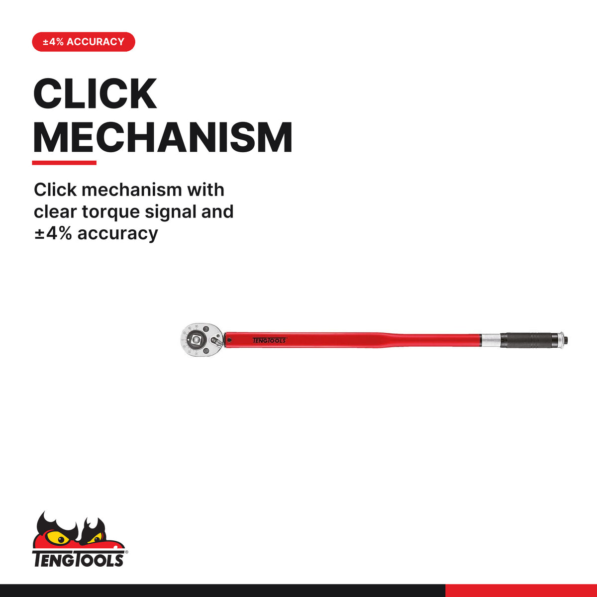 Teng Tools 3492UAG-ER 3/4 Inch Drive Bi-Directional Torque Wrench 50, click mechanism with clear torque signal and ±4%