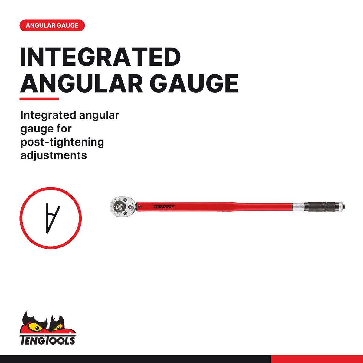 Teng Tools 3492UAG-ER 3/4 Inch Drive Bi-Directional Torque Wrench 50, integrated angular gauge for post-tightening