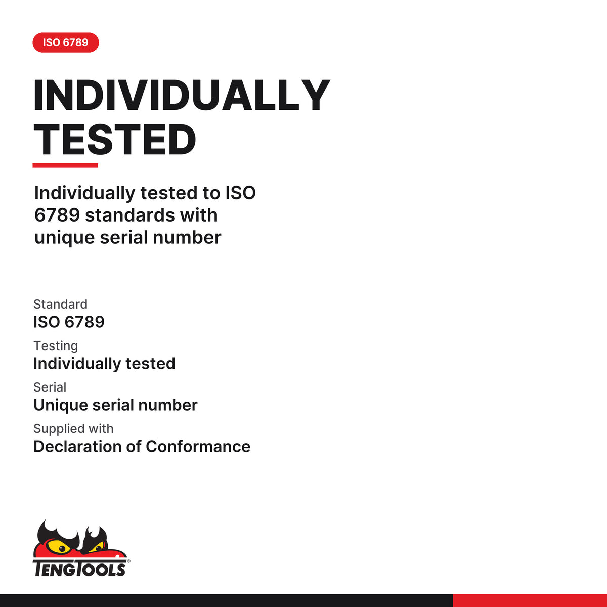 Teng Tools 3892D100 10-100Nm Torque Wrench Digital Readout, individually tested to ISO 6789 standards with unique serial
