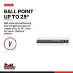 Teng Tools 390106BL Individual Ball Point Hex Key SAE Allen Wrench, ball point end on the long key end giving access at