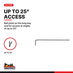 Teng Tools 3908015BL Extra Long Ball Point Hex Key Allen Wrench, ball point on the long key end for access at angles of up