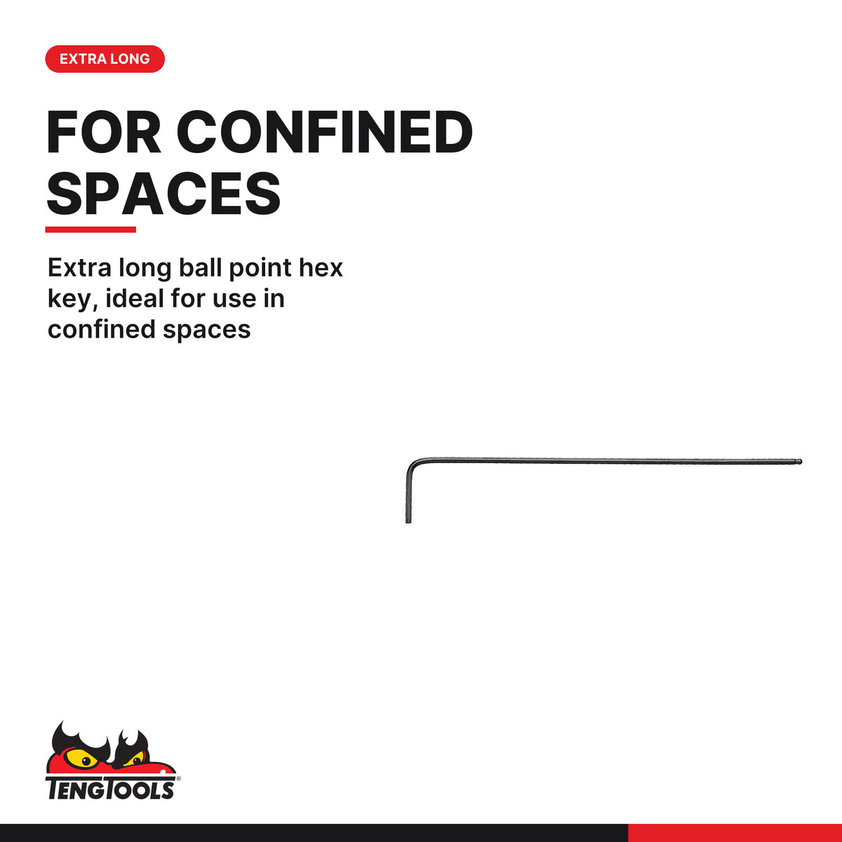 Teng Tools 3908015BL Extra Long Ball Point Hex Key Allen Wrench, extra long ball point hex key, ideal for use in confined