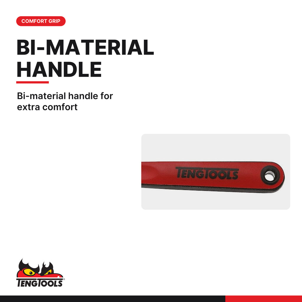 Teng Tools 4002IQ Adjustable Wrench 150-375mm TPR Grip Crescent Wrench, bi-material handle for extra comfort