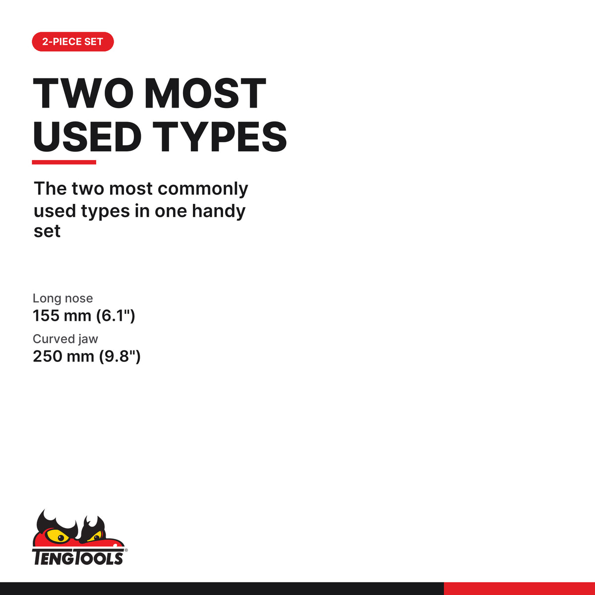 Teng Tools 402 2-Piece CrMo Locking Plier Set, the two most commonly used types in one handy set