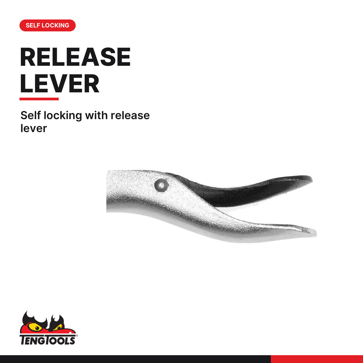 Teng Tools 404-4 Long Nose Power Grip Pliers 125-230mm, self locking with release lever