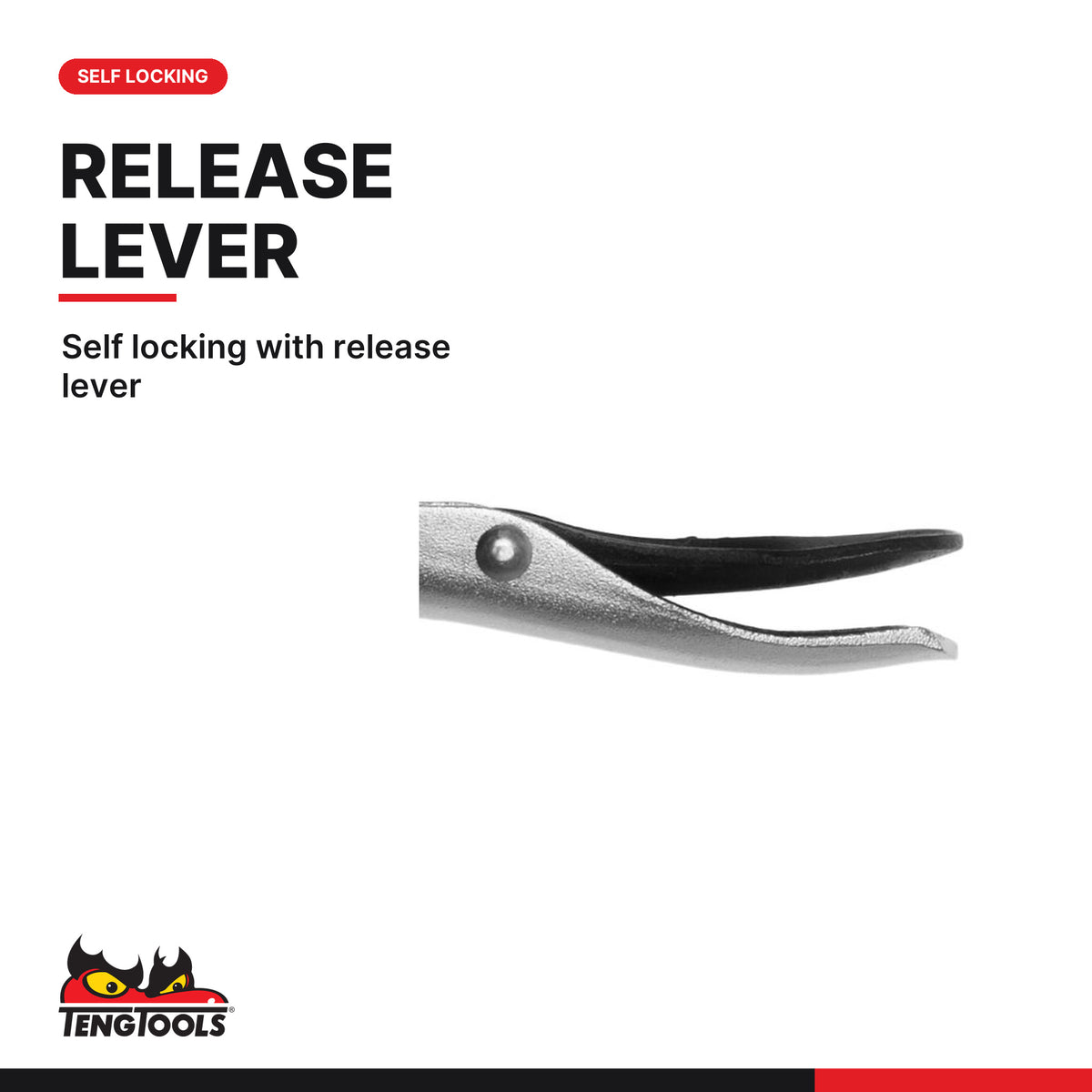 Teng Tools 406-6P Swivel C Clamp Locking Pliers 172-280mm, self locking with release lever