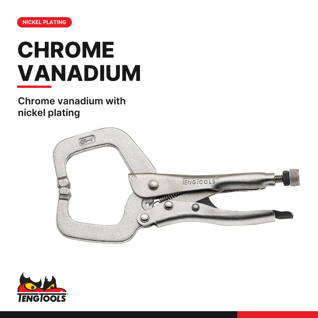 Teng Tools 406-6S C Clamp Locking Plier 172-285mm Non-Pinch Power Grip, chrome vanadium with nickel plating