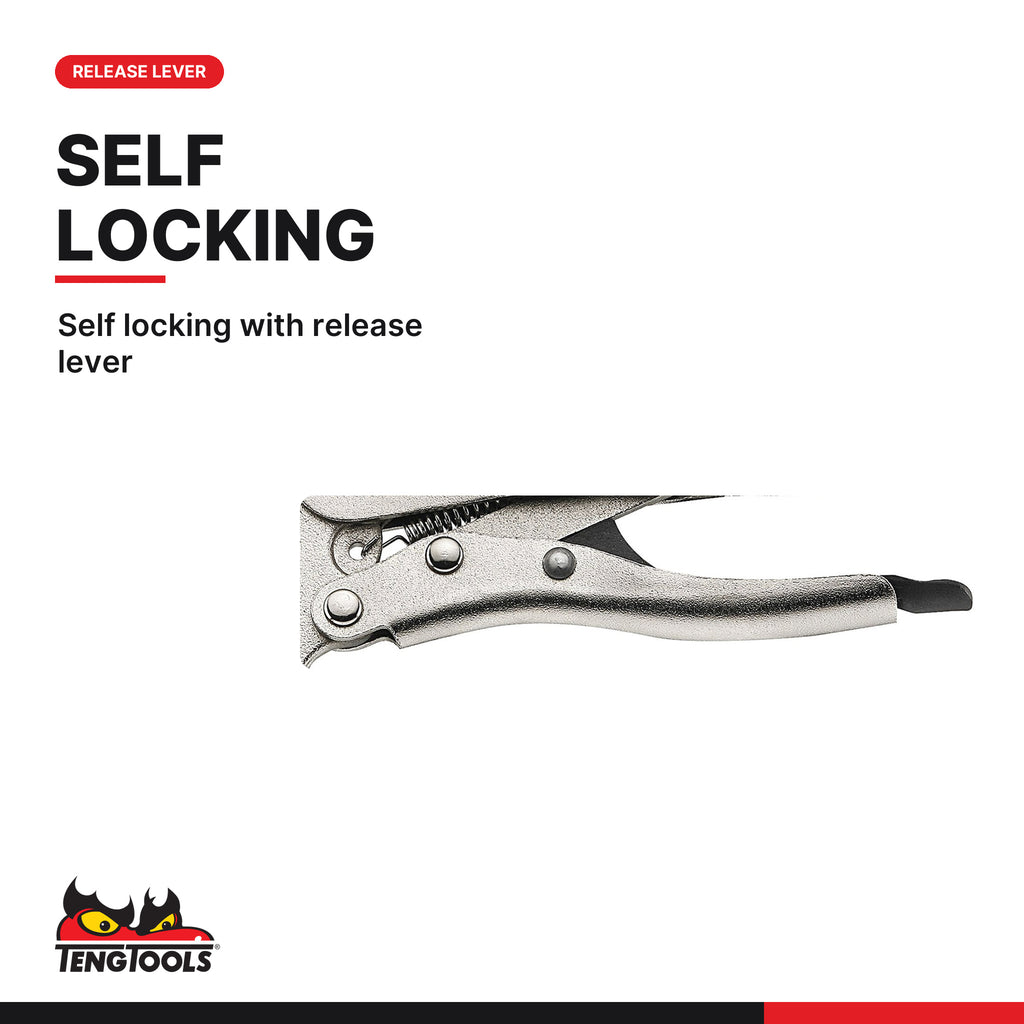 Teng Tools 406-6S C Clamp Locking Plier 172-285mm Non-Pinch Power Grip, self locking with release lever
