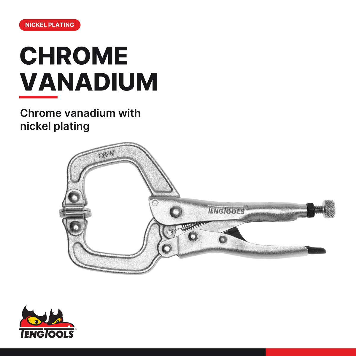 Teng Tools 406-6SP Swivel Pad Locking C Clamp Pliers 172-285mm, chrome vanadium with nickel plating