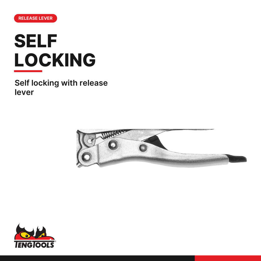 Teng Tools 406-6SP Swivel Pad Locking C Clamp Pliers 172-285mm, self locking with release lever