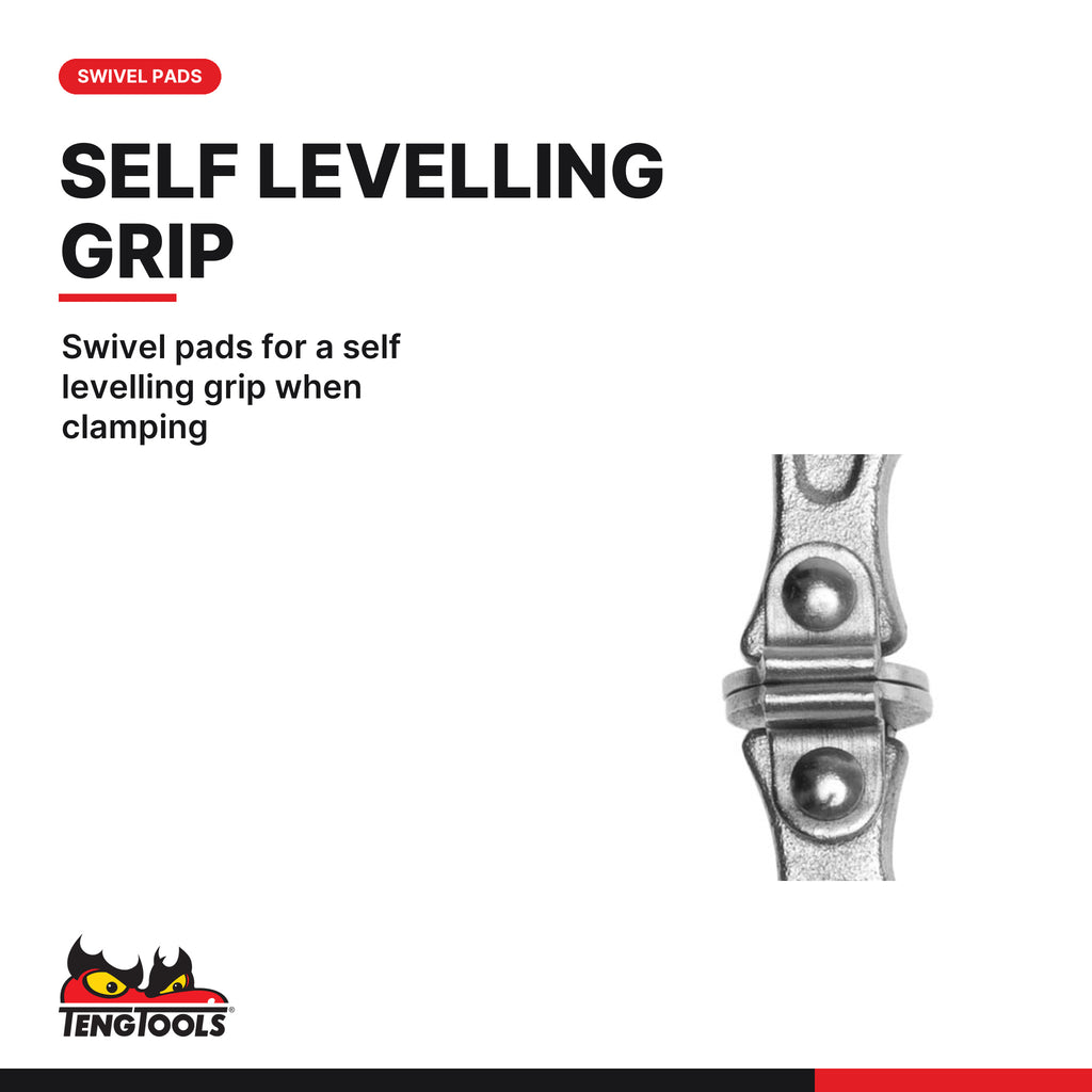 Teng Tools 406-6SP Swivel Pad Locking C Clamp Pliers 172-285mm, swivel pads for a self levelling grip when clamping