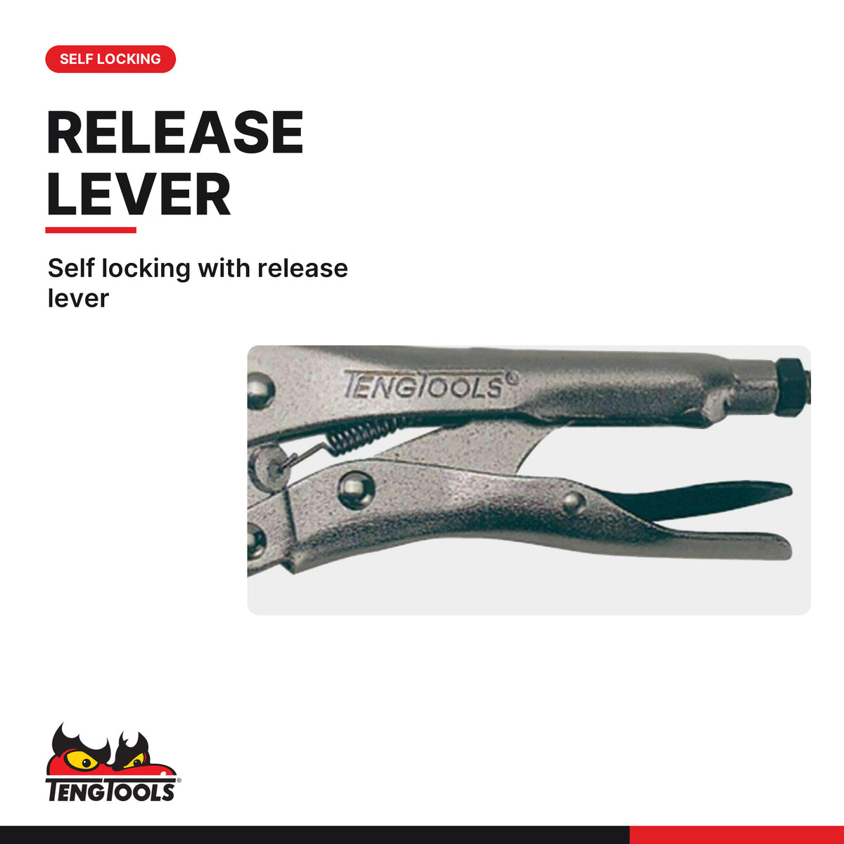 Teng Tools 407 230 mm U-Shaped Locking Welding Clamp Plier, self locking with release lever
