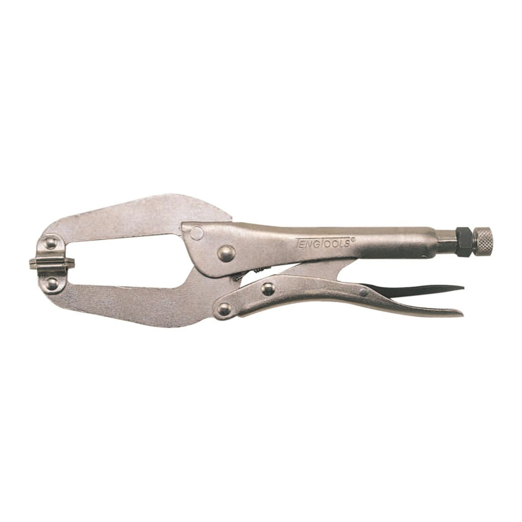 Teng Tools 409P 300 mm Chrome Vanadium Swivel Pad Locking C-Clamp Pliers on a white background