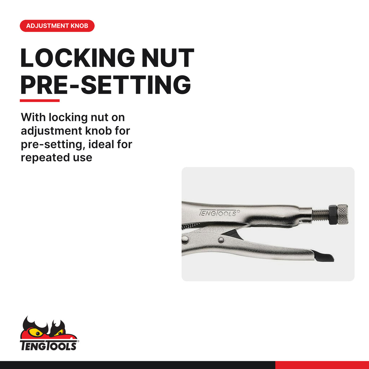 Teng Tools 409SP 300 mm Swivel Clamping Power Grip Plier Non Pinch, with locking nut on adjustment knob for pre-setting