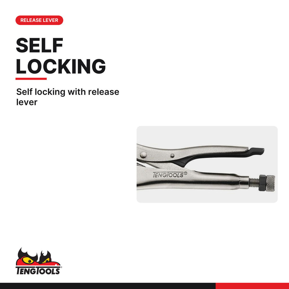 Teng Tools 410P 320 mm C Clamp for Woodworking Bench Mounting, self locking with release lever