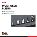 Teng Tools 445W Plier Set Tool Roll 5 Pieces, all the most commonly used pliers in one set