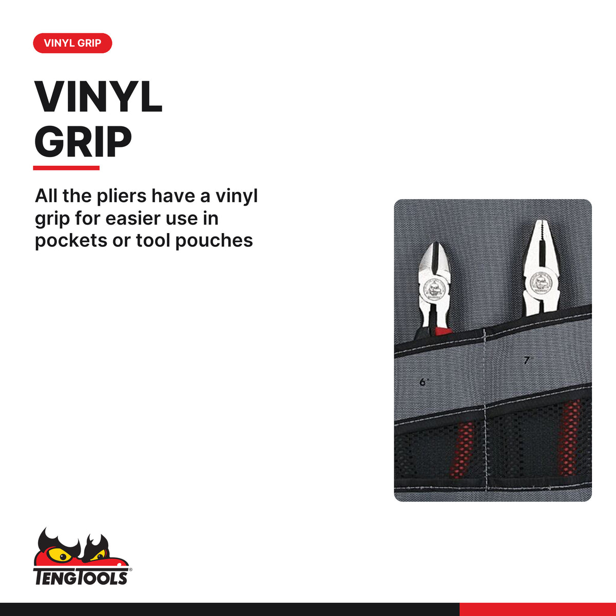 Teng Tools 445W Plier Set Tool Roll 5 Pieces, all the pliers have a vinyl grip for easier use in pockets or tool pouches