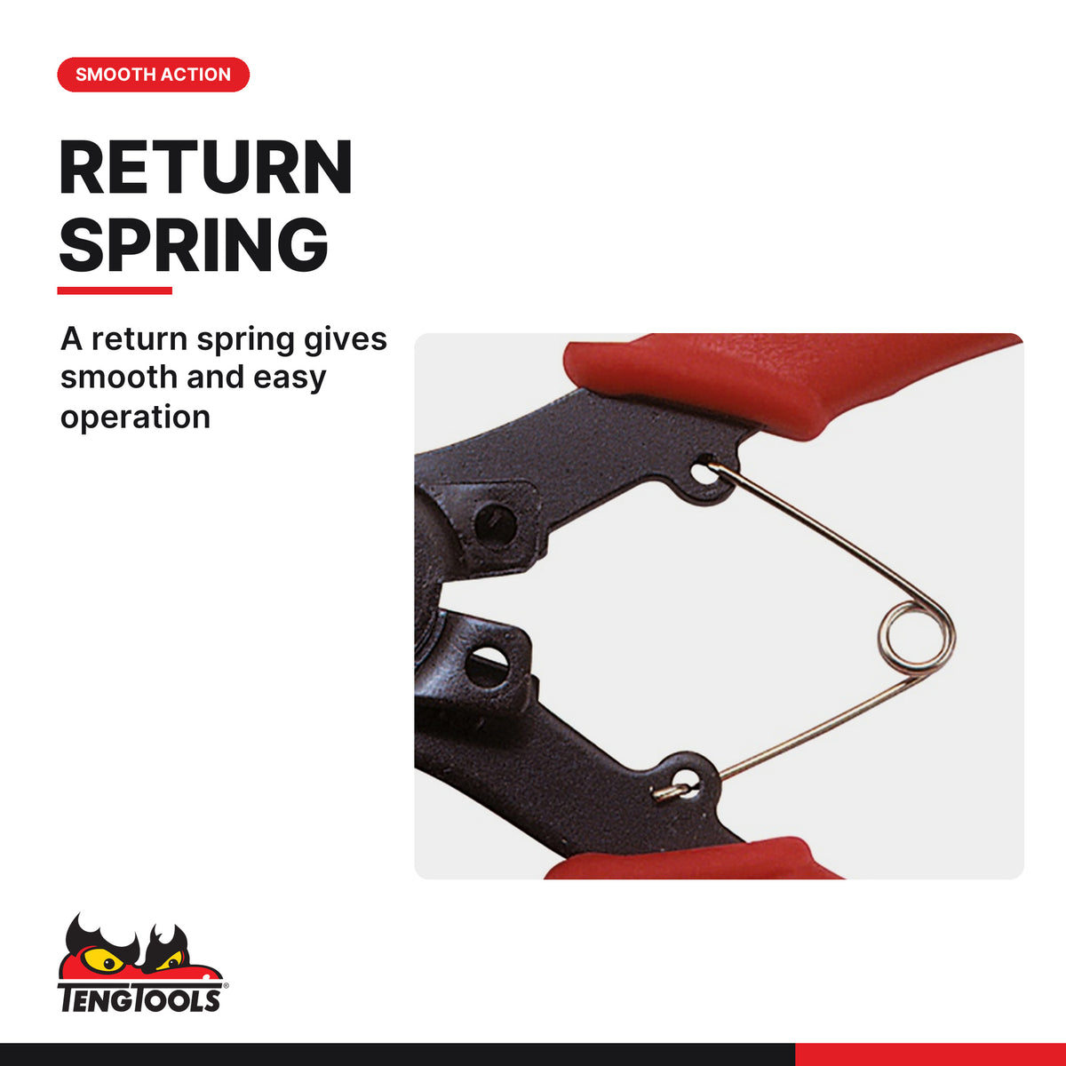 Teng Tools 480 Snap Ring Pliers Interchangeable Tip Set, A return spring gives smooth and easy operation