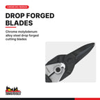 Teng Tools 490 250 mm Straight Tin Snips, chrome molybdenum alloy steel drop forged cutting blades