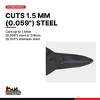 Teng Tools 490 250 mm Straight Tin Snips, cuts up to 1.5mm (0.059") steel or 0.9mm (0.035") stainless steel