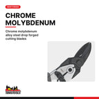 Teng Tools 491 250 mm CrMo Aviation Snips, chrome molybdenum alloy steel drop forged cutting blades