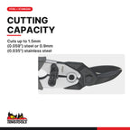 Teng Tools 491 250 mm CrMo Aviation Snips, cuts up to 1.5mm (0.059") steel or 0.9mm (0.035") stainless steel