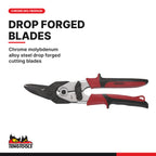 Teng Tools 492 250 mm Left and Straight Cutting Tin Snips, chrome molybdenum alloy steel drop forged cutting blades