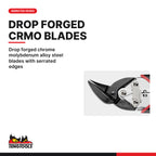 Teng Tools 494-7N Compact Tin Snip Straight/Left Cut Cr-Mo 182 mm, drop forged chrome molybdenum alloy steel blades with