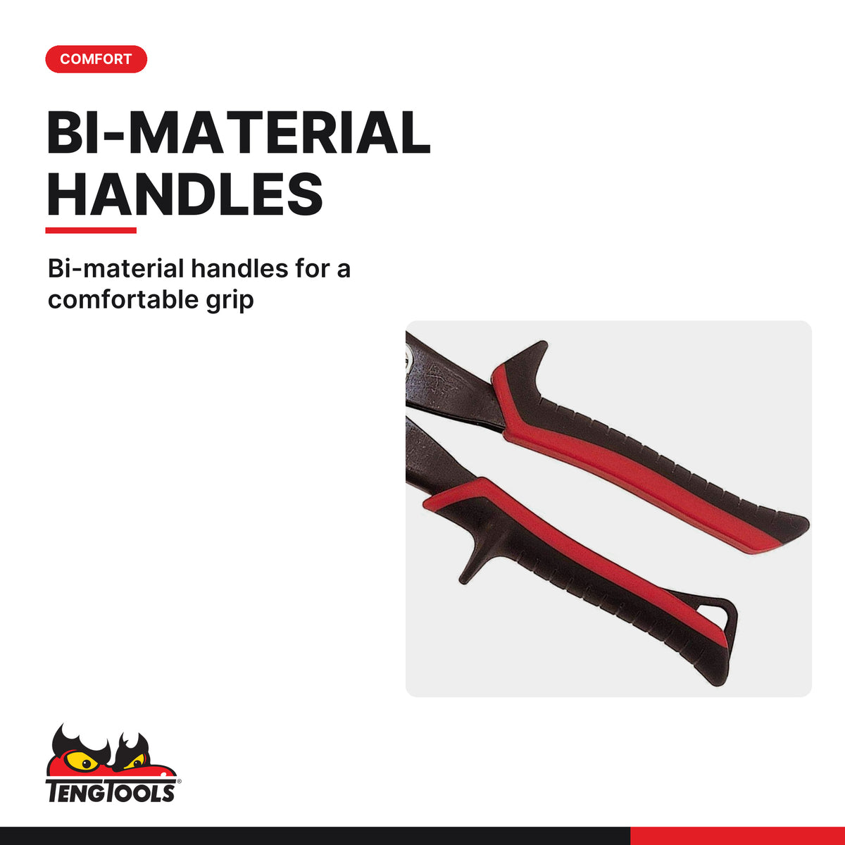 Teng Tools 496 Heavy Duty Copper & Aluminum Electric Cable Cutter/Wire, bi-material handles for a comfortable grip