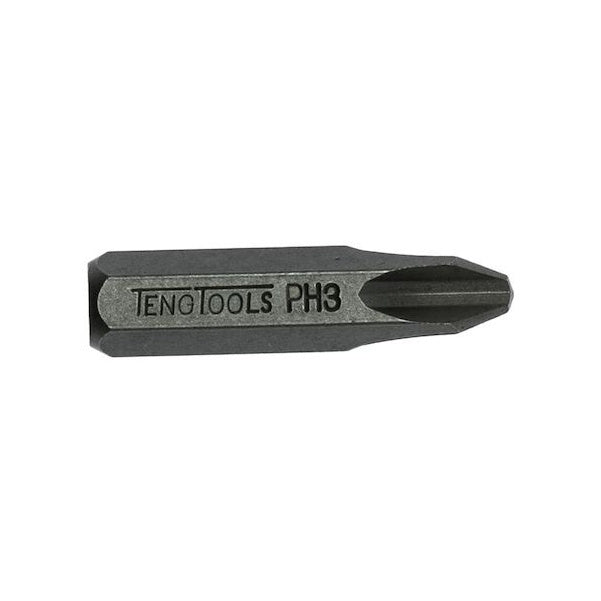 Teng Tools Phillips impact driver bits with 5/16 in hex shank, PH1 to PH4 on a white background