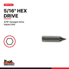 Teng Tools Pozidriv impact driver bits with 5/16 in hex shank, 36 mm (1.4 in), PZ1 to PZ3, 5/16" hexagon drive impact bits
